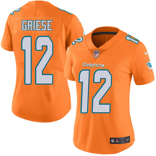 Women's Limited Bob Griese Nike Jersey Orange - #12 Rush NFL Miami Dolphins